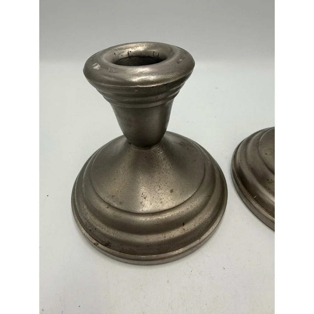 Vintage FB Rogers Provincetown Pewterlite Candlestick Holders Pair Taunton Mass